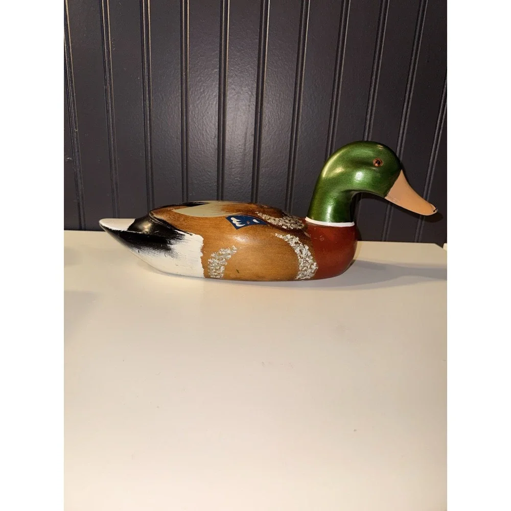 vintage hand-painted wooden mallard duck decoy